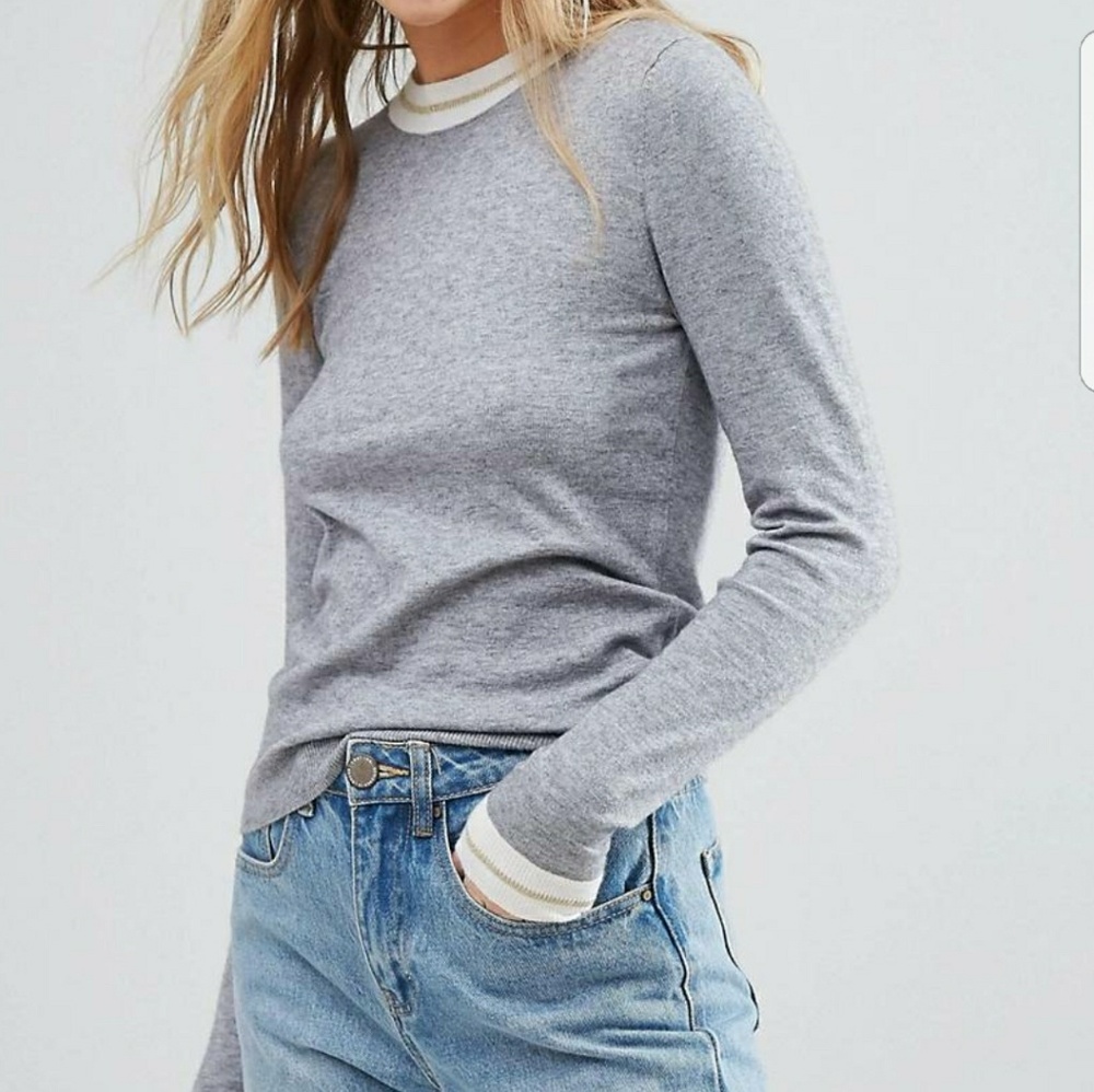 Metallic Tipped Crew Neck Sweater